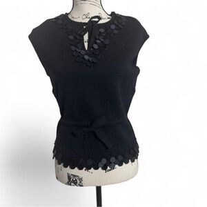 Elegant Black Women's Top with Sequin Details‎
